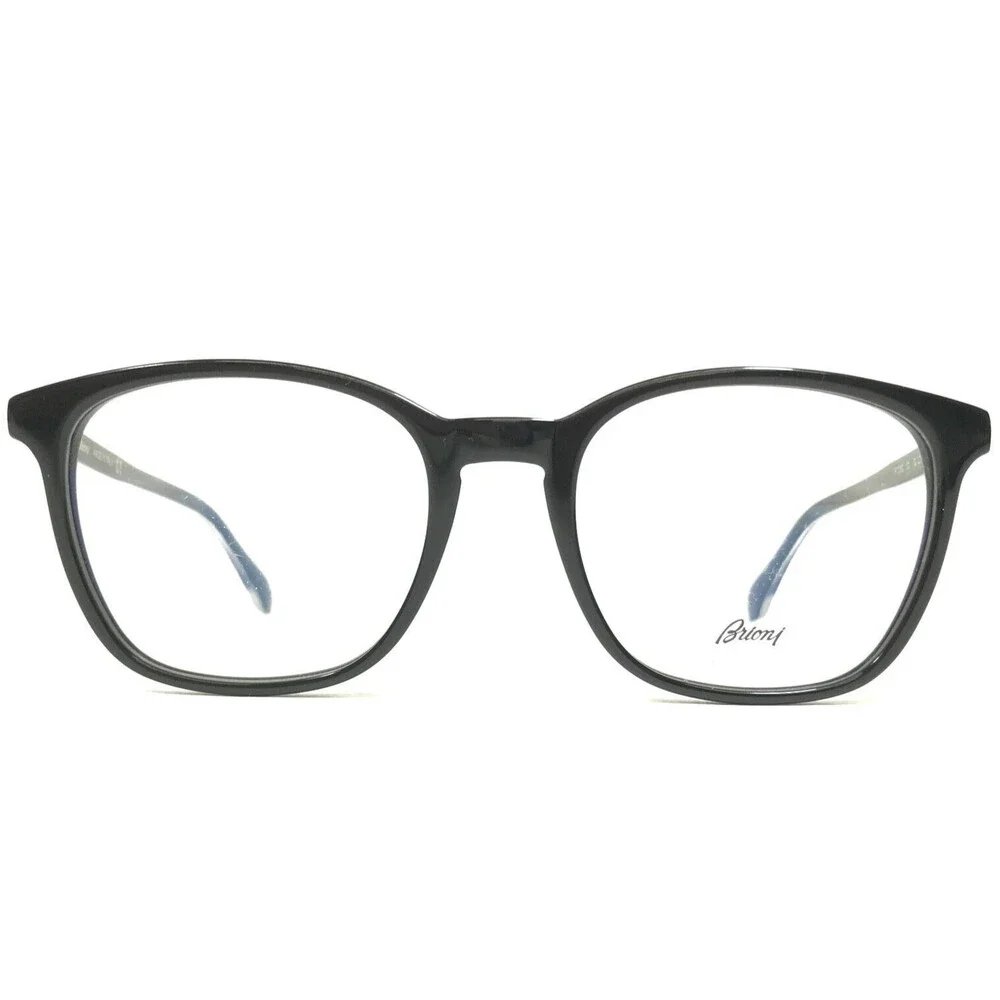 Brioni Eyeglasses Frames BR0033O 001 Black Silver Square Full Rim 52-20-145
